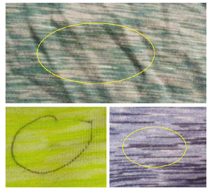 Faults in the fabric made of printed yarn
