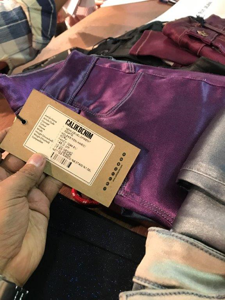 Red velvet satin denim