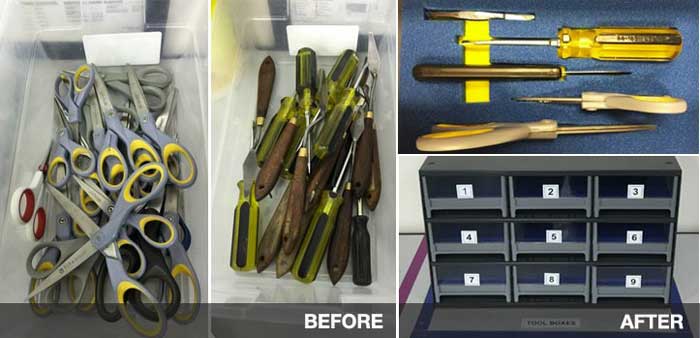Figure: Pictures of before & after 5S implementation.
