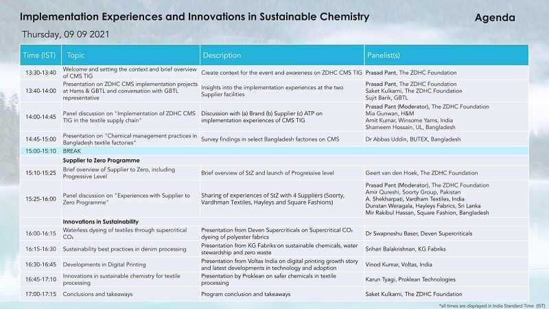 ZDHC event on 'Implementation experiences and innovations in sustainable chemistry'