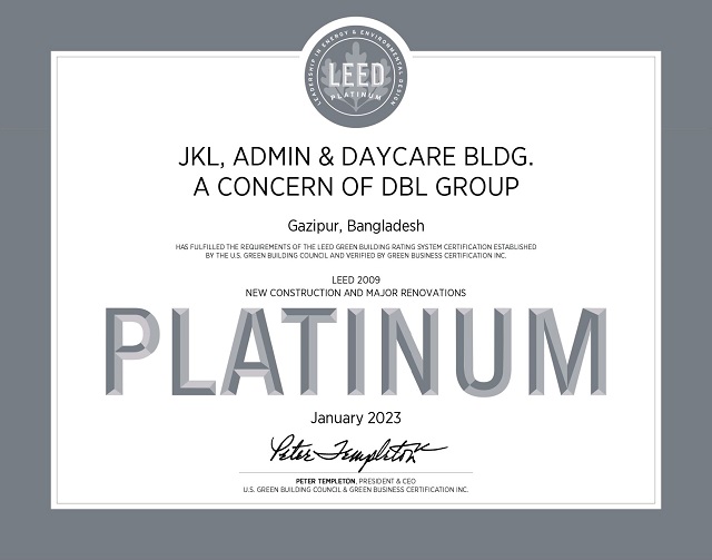 New achievement of 360° TSL: one more DBL unit attains LEED platinum certificate