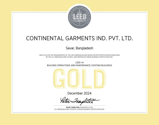 Continental Garments sets sustainability bar high with LEED Gold Certification