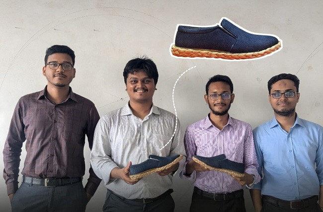 BUTEX students create eco-friendly shoes from cattails and recycled denim