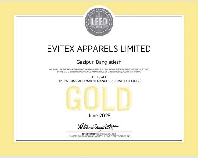 Evitex Apparels achieves LEED Gold for green operations